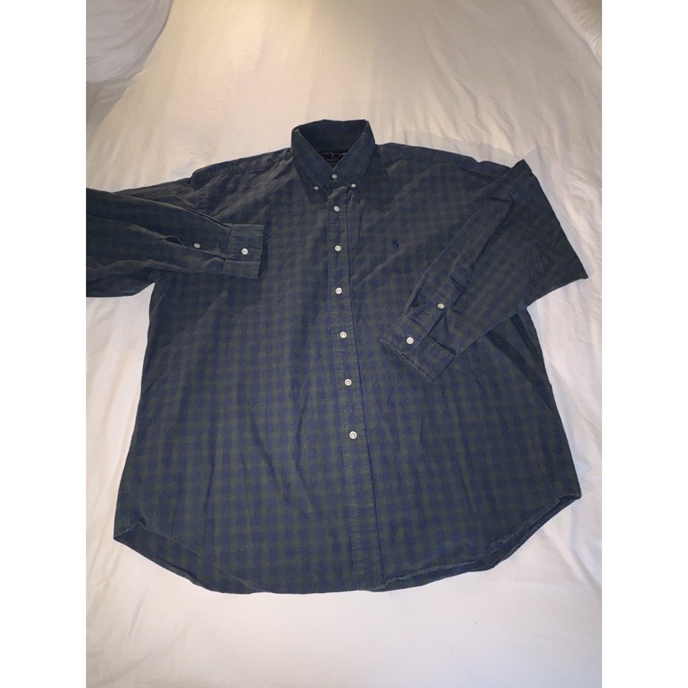 Ralph Lauren Shirt Mens XL Blue Plaid Blake Cotton Long Sleeve Button Down Top